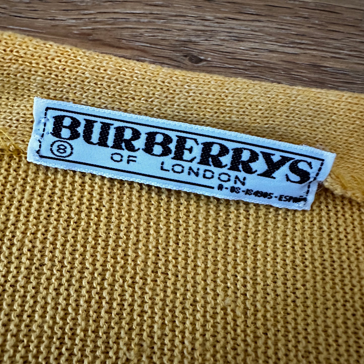 Burberrys Vintage 80s Cardigan Yellow - Deadstock - 7 / XL - Made in Spain