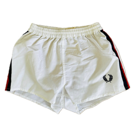 Fred Perry 80s Vintage Kids White/Red Shorts - 3 / XS - Made in Spain