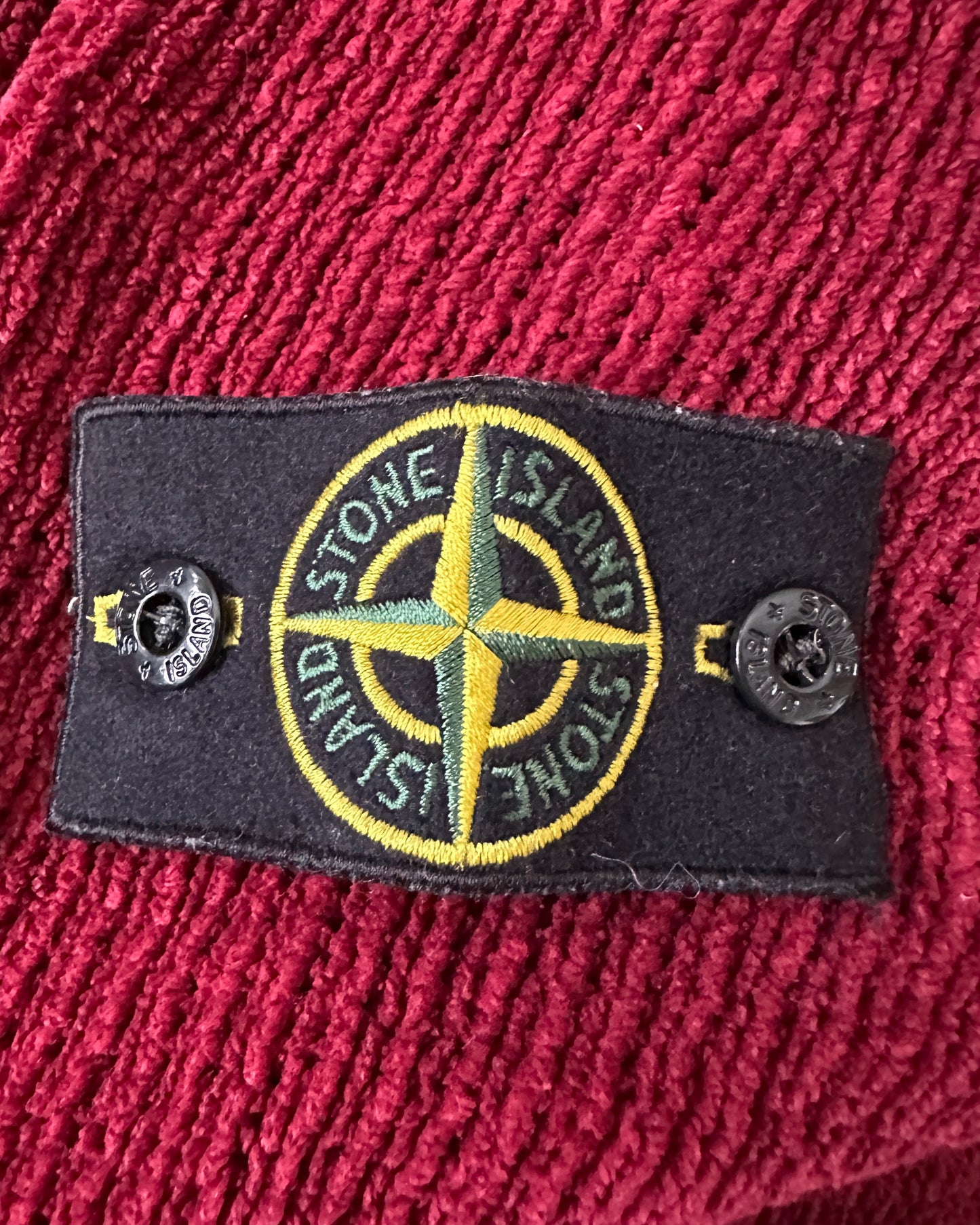 Stone Island 2001 Vintage Cotton Chenille Cherry Knit Sweater - L - Made in Italy