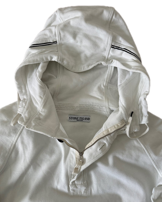Stone Island 2009 White Hooded Sweatshirt - L - Made in Portugal 