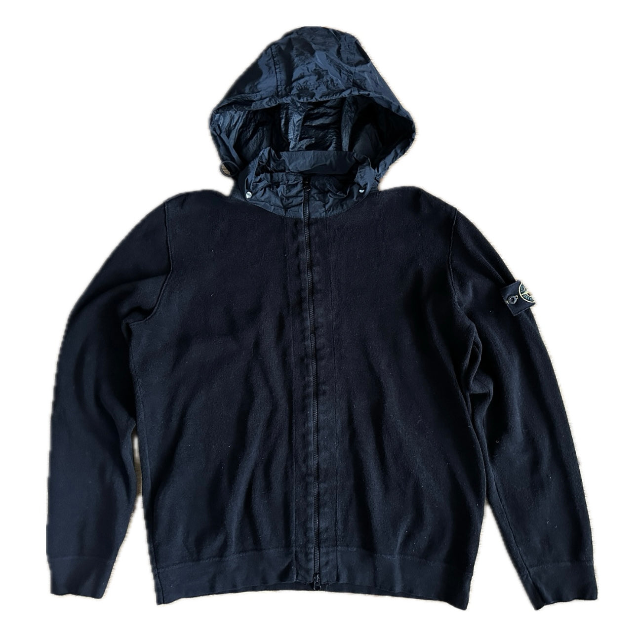 Stone Island Knit Zip Hooded Jacket w/ Nylon Metal Hood - XL