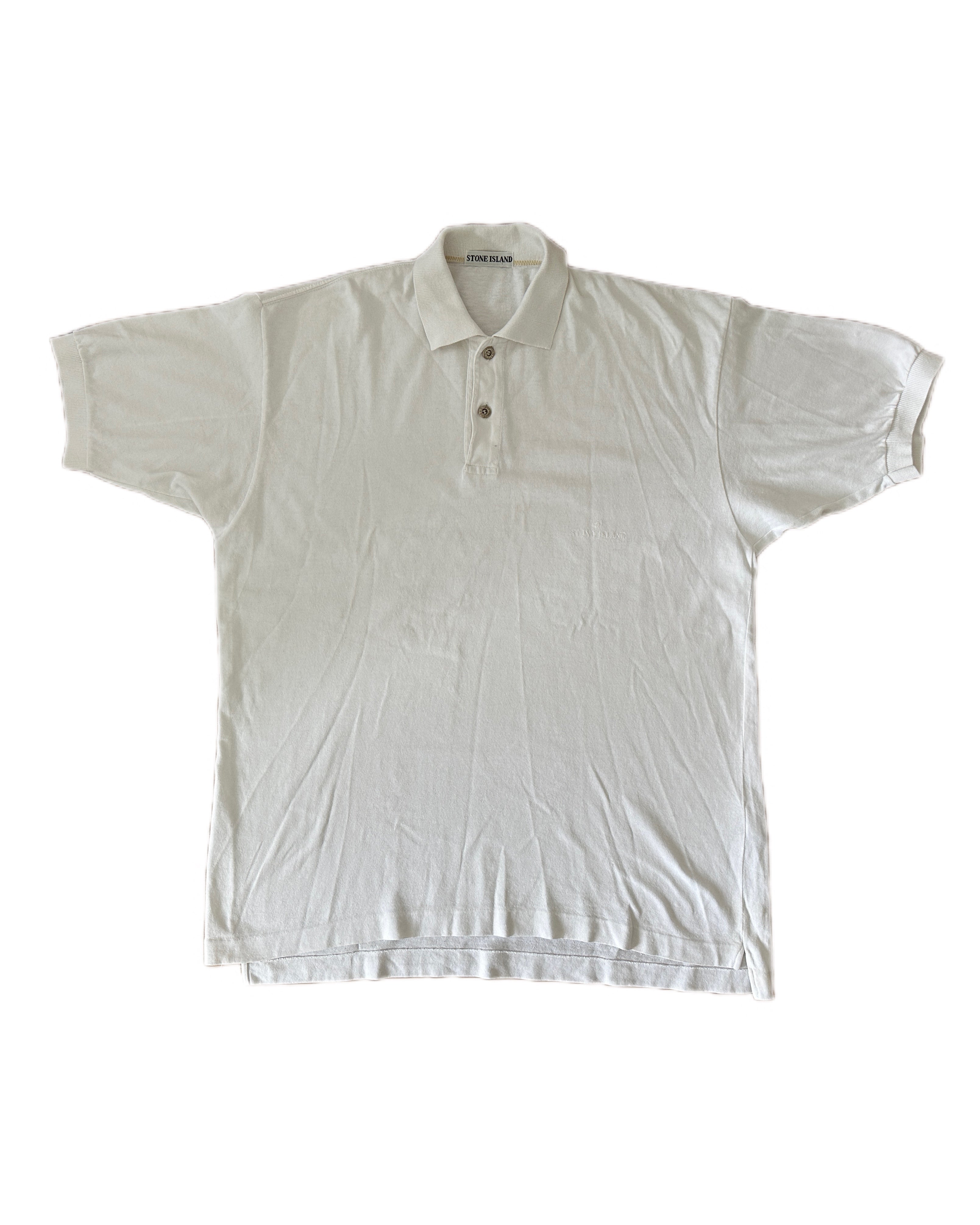 Stone Island 1988 Vintage Metal Button Pique Polo Shirt - XL