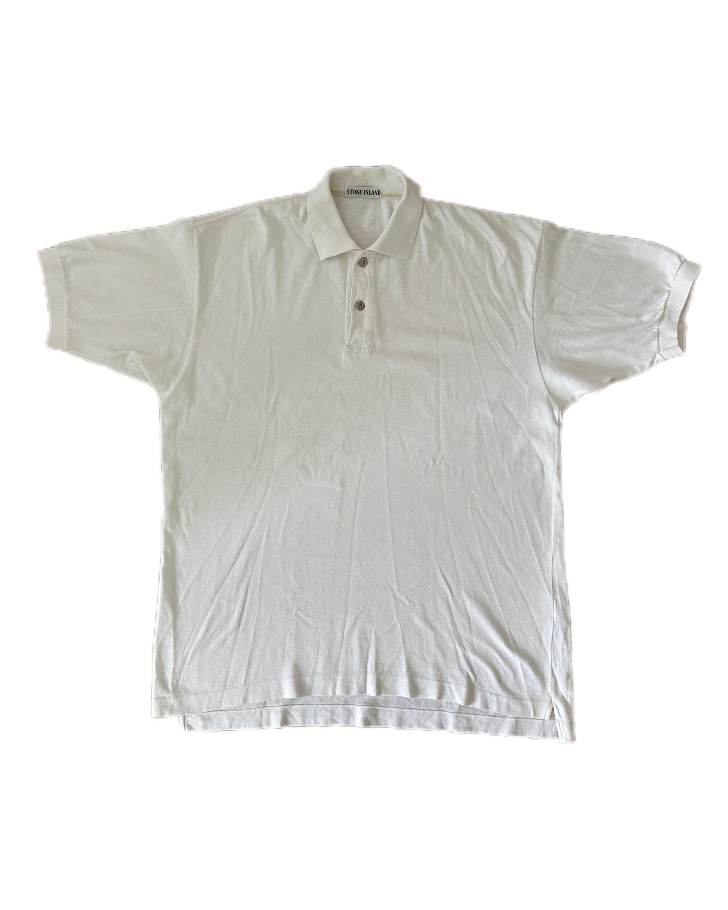 Stone Island 1988 Vintage Metal Button Pique Polo Shirt - XL - Made in Italy