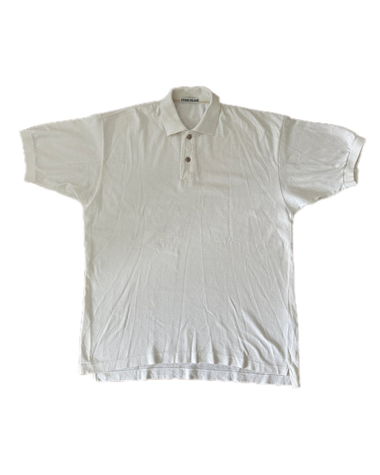 Stone Island 1988 Vintage Metal Button Pique Polo Shirt - XL - Made in Italy
