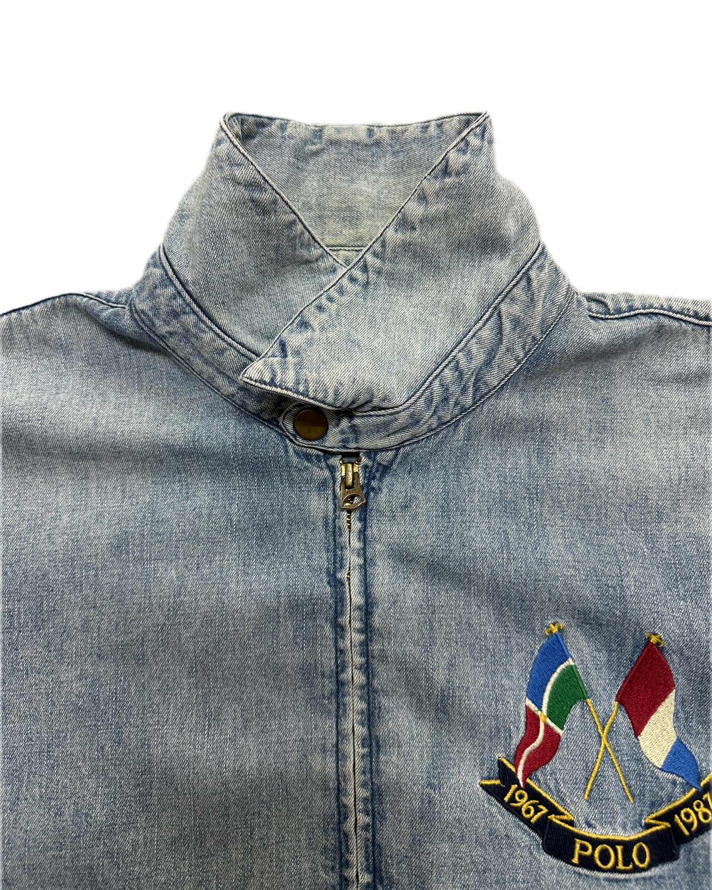 Polo Ralph Lauren Cross Flags 1987 Denim Zip Jacket -  L