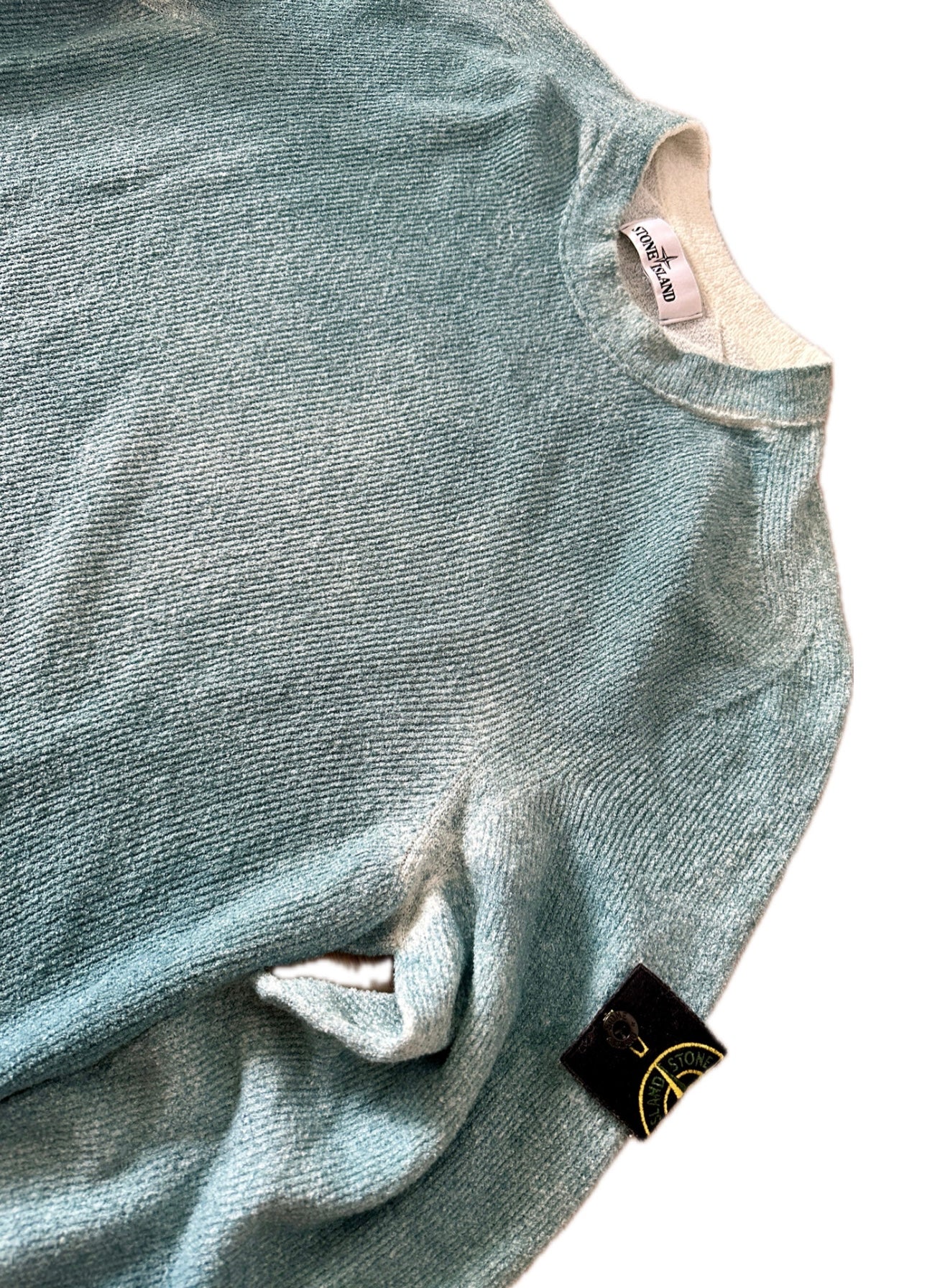 Stone Island Handsprayed Light Knit Teal Sweater - L - Made in Italy