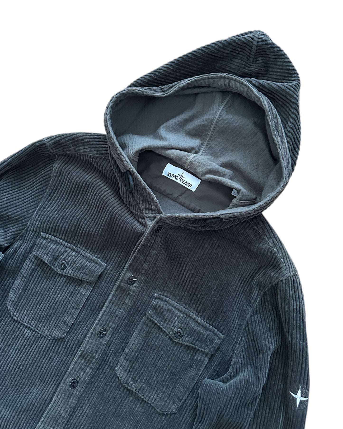 Stone Island 2019 Hooded Cotton Corduroy Overshirt - L