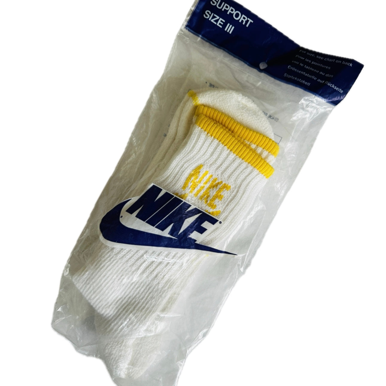 Nike 80s Vintage Support Socks Yellow Logo 41-46 - Made in West Germany