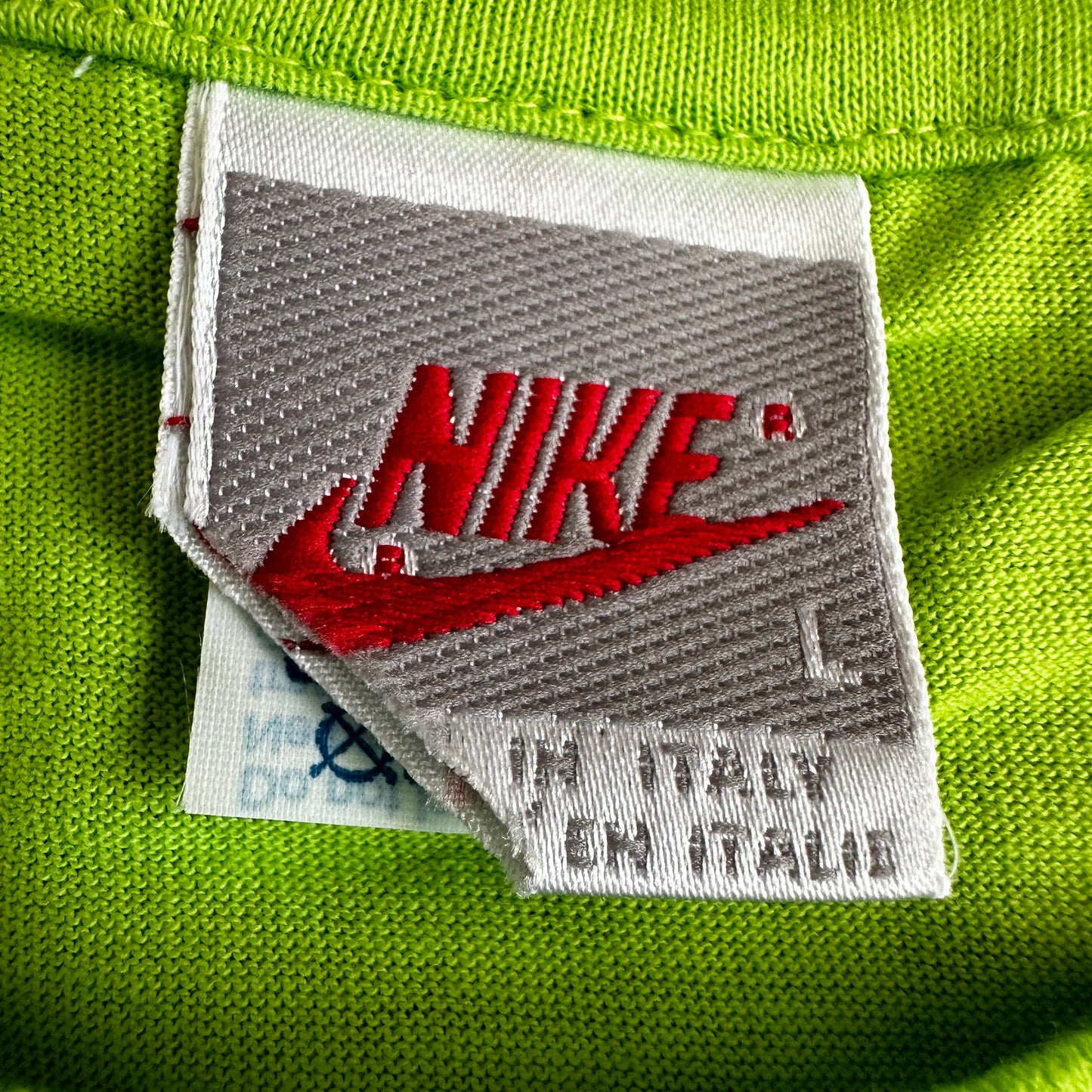 Nike 1988 Vintage Shadow Logo Sample T-Shirt - Acid Green - L - Made in Italy