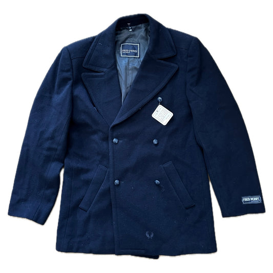 Fred Perry Vintage 80s Wool Coat Navy - Deadtsock - 52 / L - Made in Spain