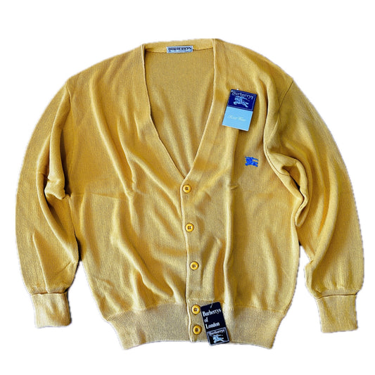 Burberrys Vintage 80s Cardigan Yellow - Deadstock - 8 / XXL - Made in Spain