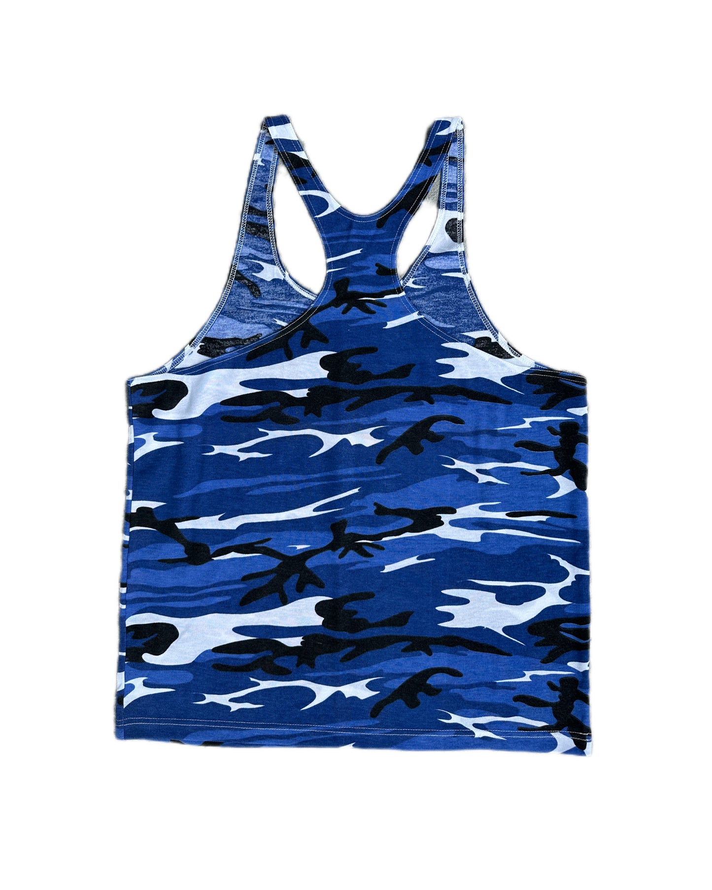 T. Micheal Retro 90s Bodybuilding Stringer Blue Snow Camo Tank Top - XL