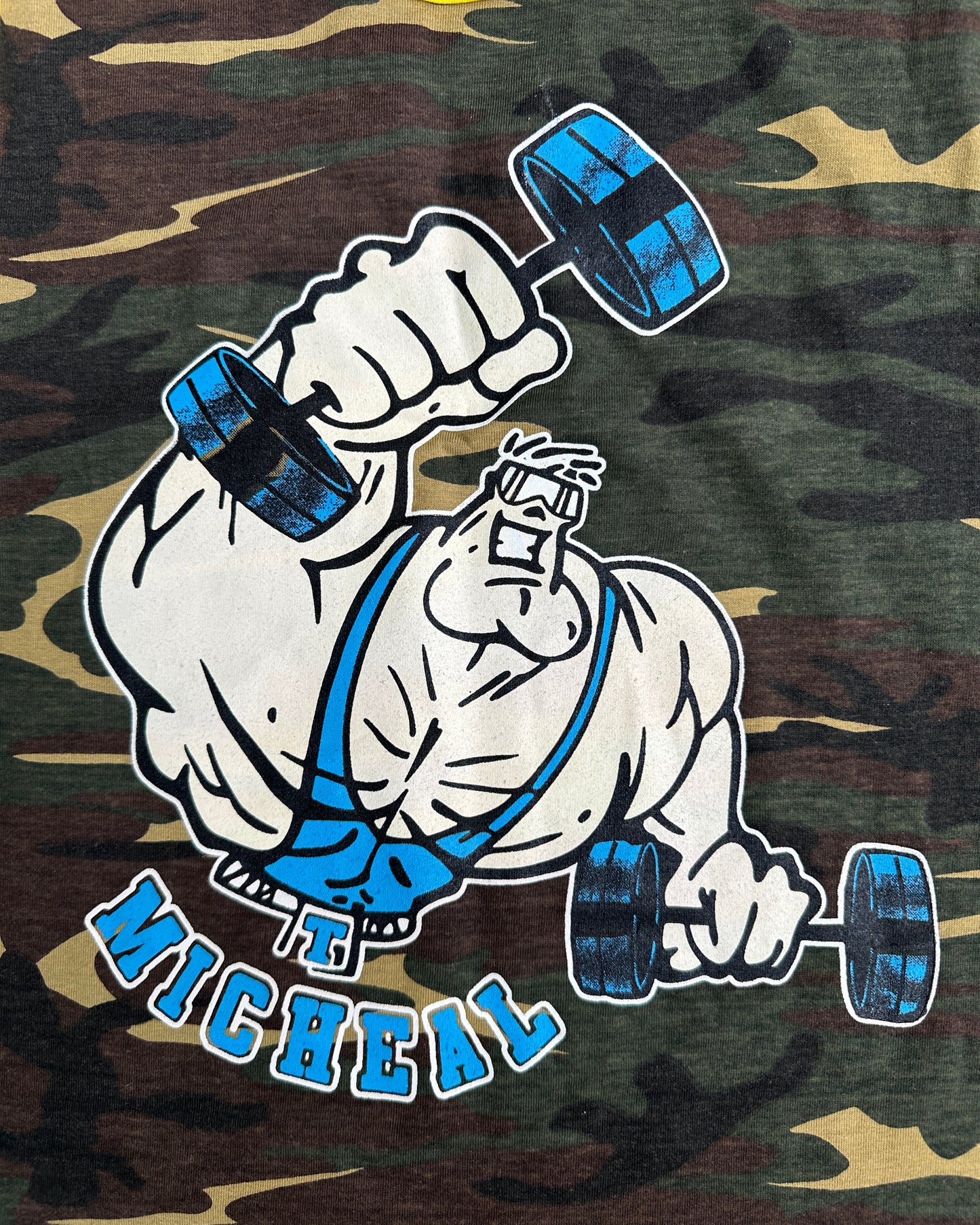 T. Micheal Retro 90s Style Bodybuilding Woodland Camo Racerback Tank Top - XL