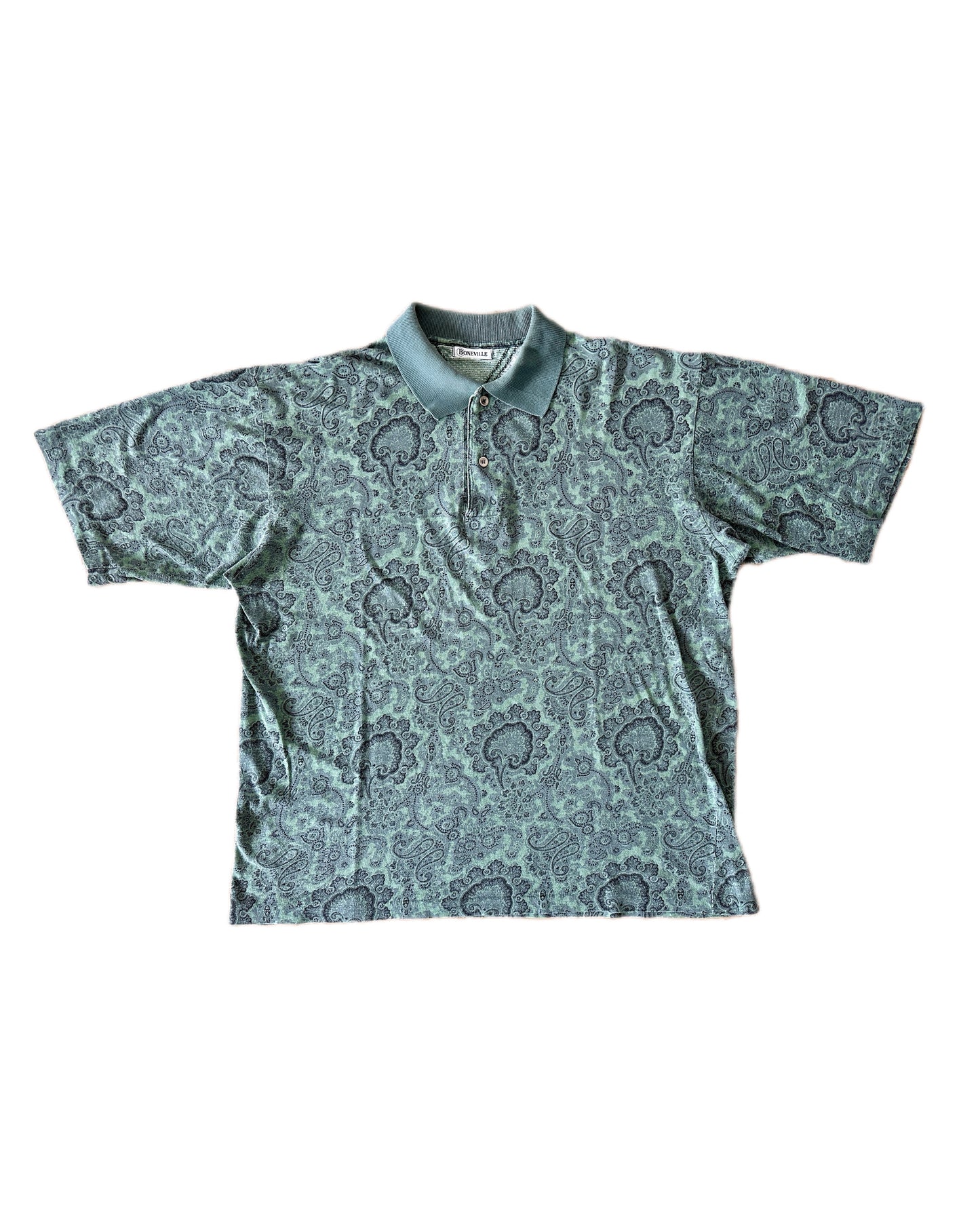 Boneville 80s Vintage Floral Polo Shirt - XL - Made in Italy
