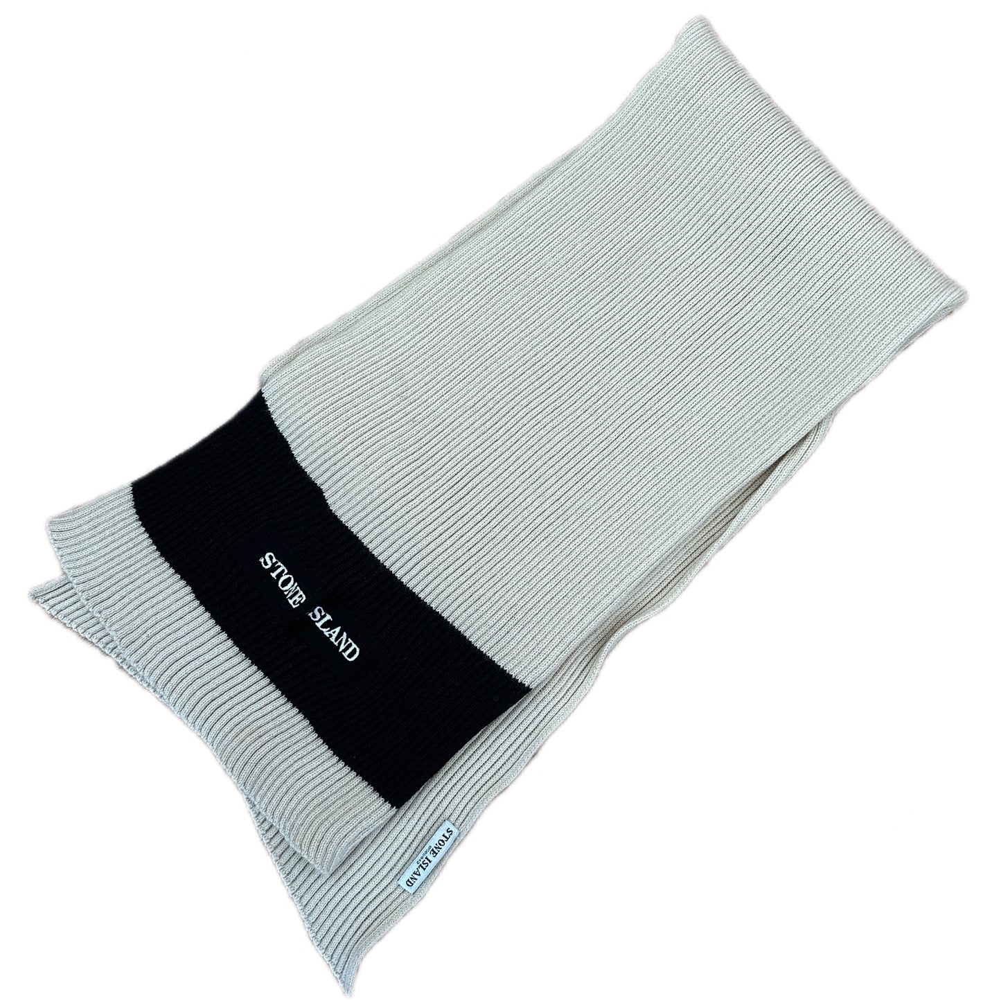 Stone Island Embroidered Cotton Knit Logo Scarf