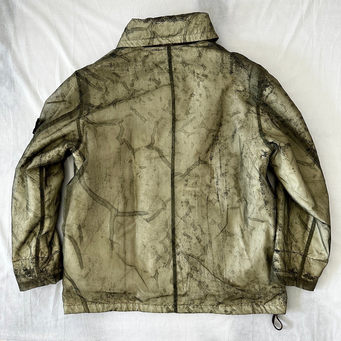 Stone Island 2001 Camo Monofilament Jacket w/ Wool Liner - XXL - Made in Italy