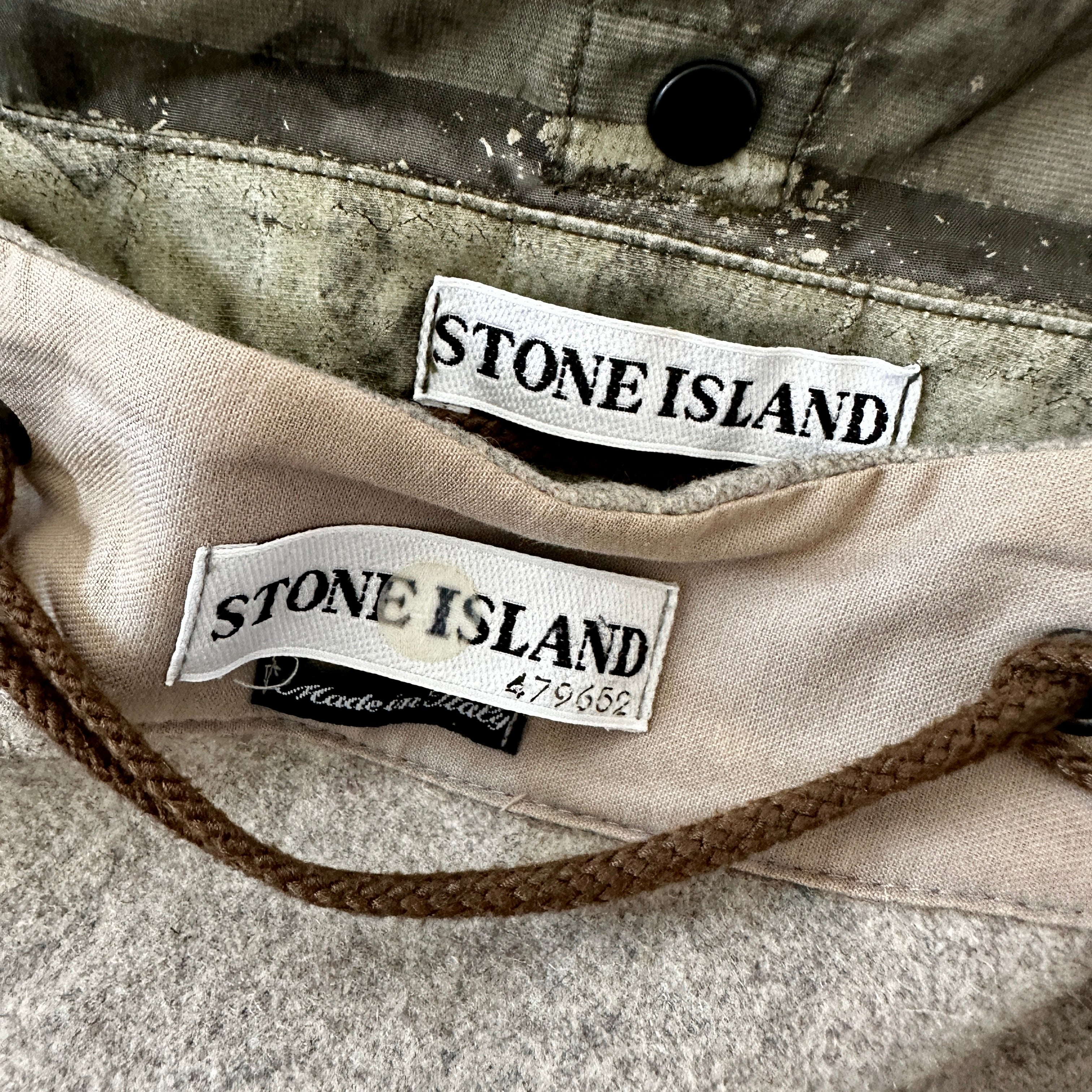 Stone Island 2001 Camo Monofilament Jacket w/ Wool Liner - XXL - Made in  Italy