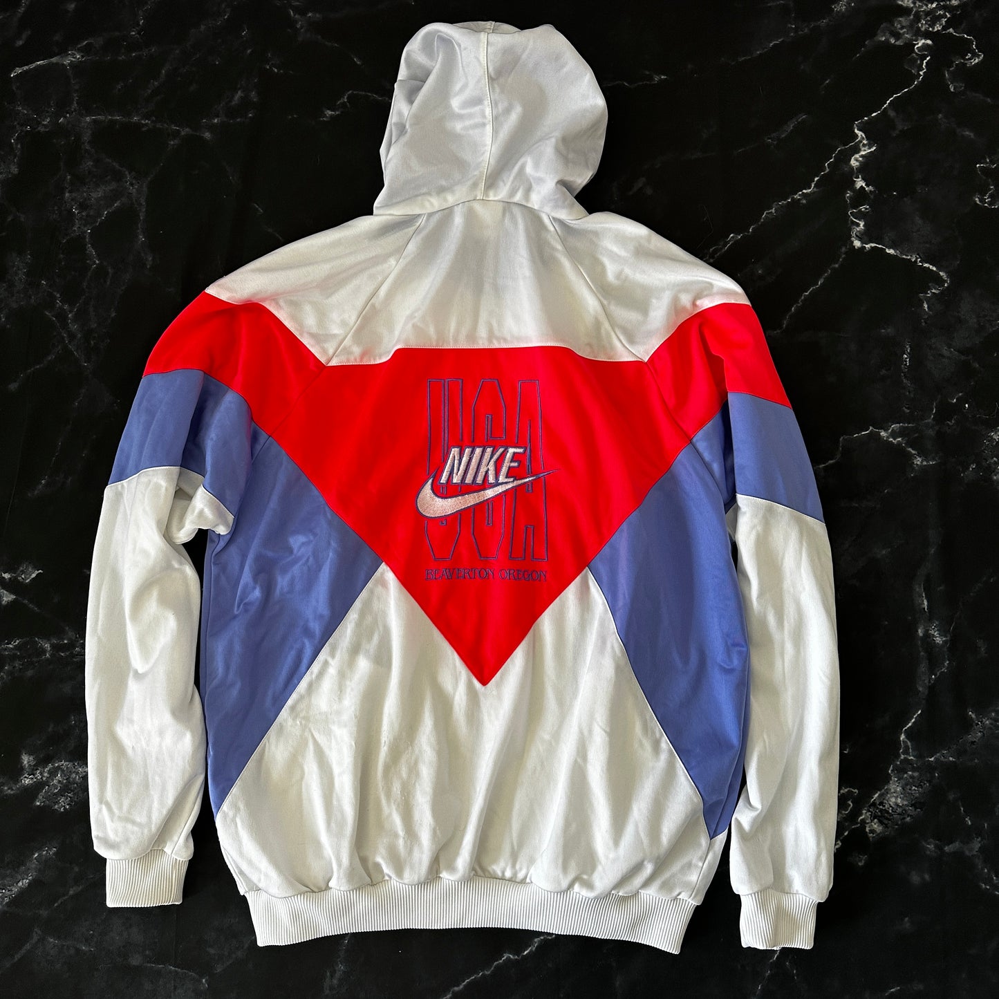 Nike USA Vintage 1992 Grey Tag Hooded Track Top - L