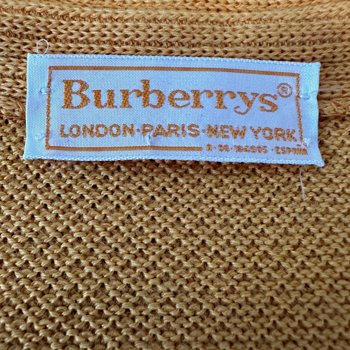 Burberrys Vintage 80s V-Neck Sweater Yellow - Deadstock - 5 / M - Made in Spain