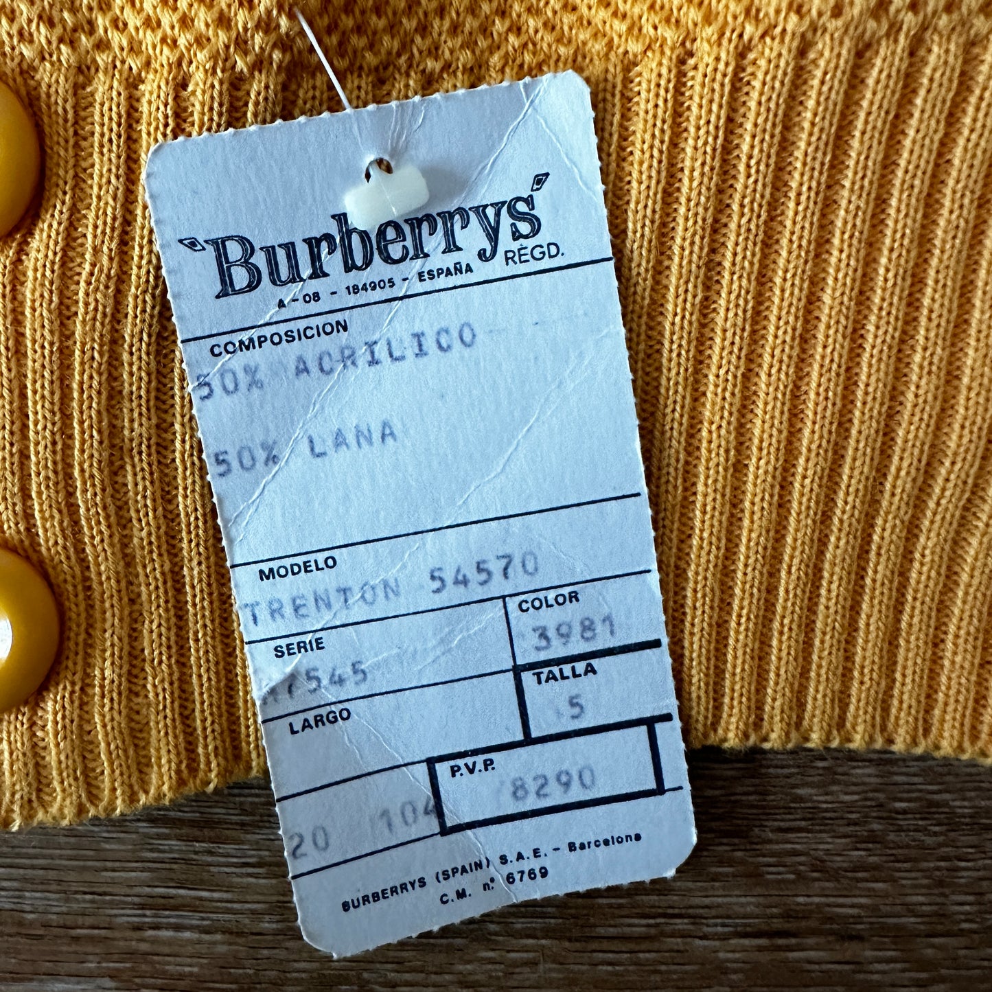 Burberrys Vintage 80s V-Neck Sweater Yellow - Deadstock - 5 / M - Made in Spain