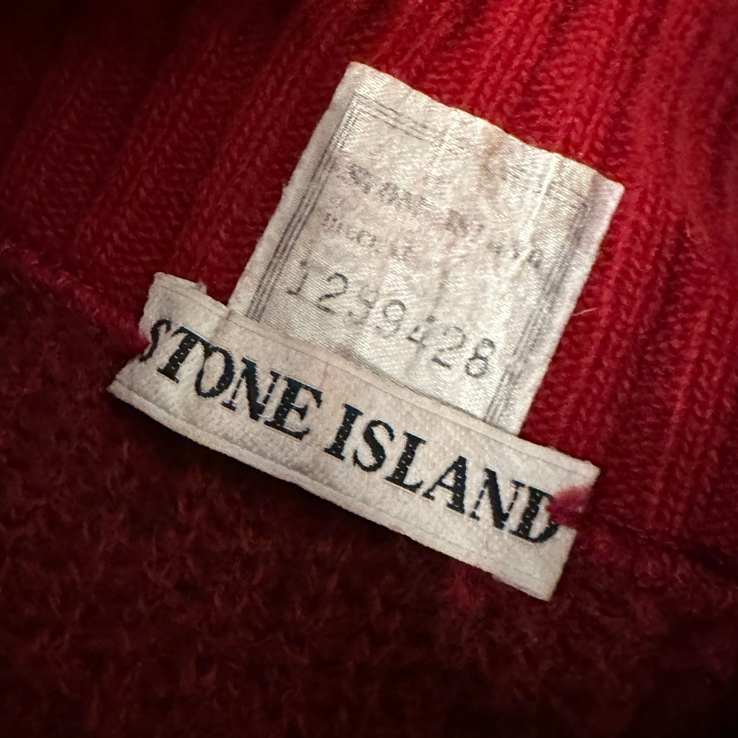 Stone Island Vintage 80s Rollneck Sweater Knit Wool Red - M - Made in Italy