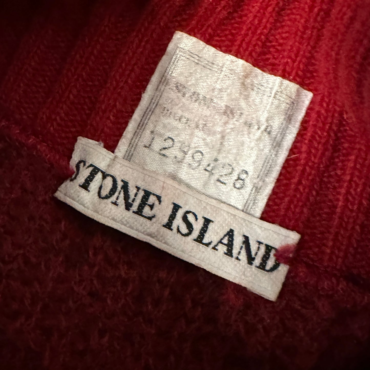 Stone Island Vintage 80s Rollneck Sweater Knit Wool Red M Made in Italy