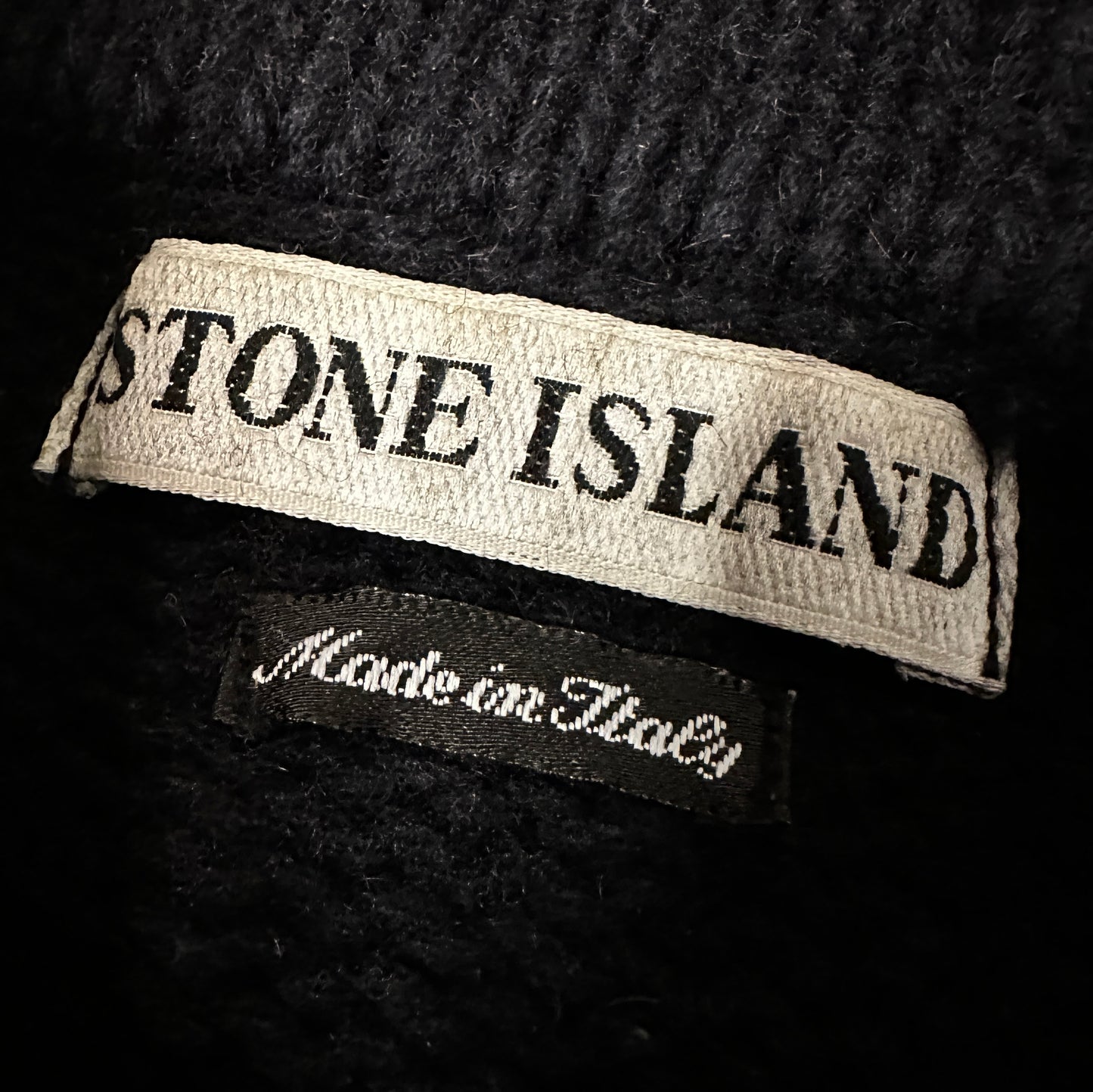 Stone Island Vintage 1998 Navy Turtleneck Wool Knit Sweater - L - Made in Italy