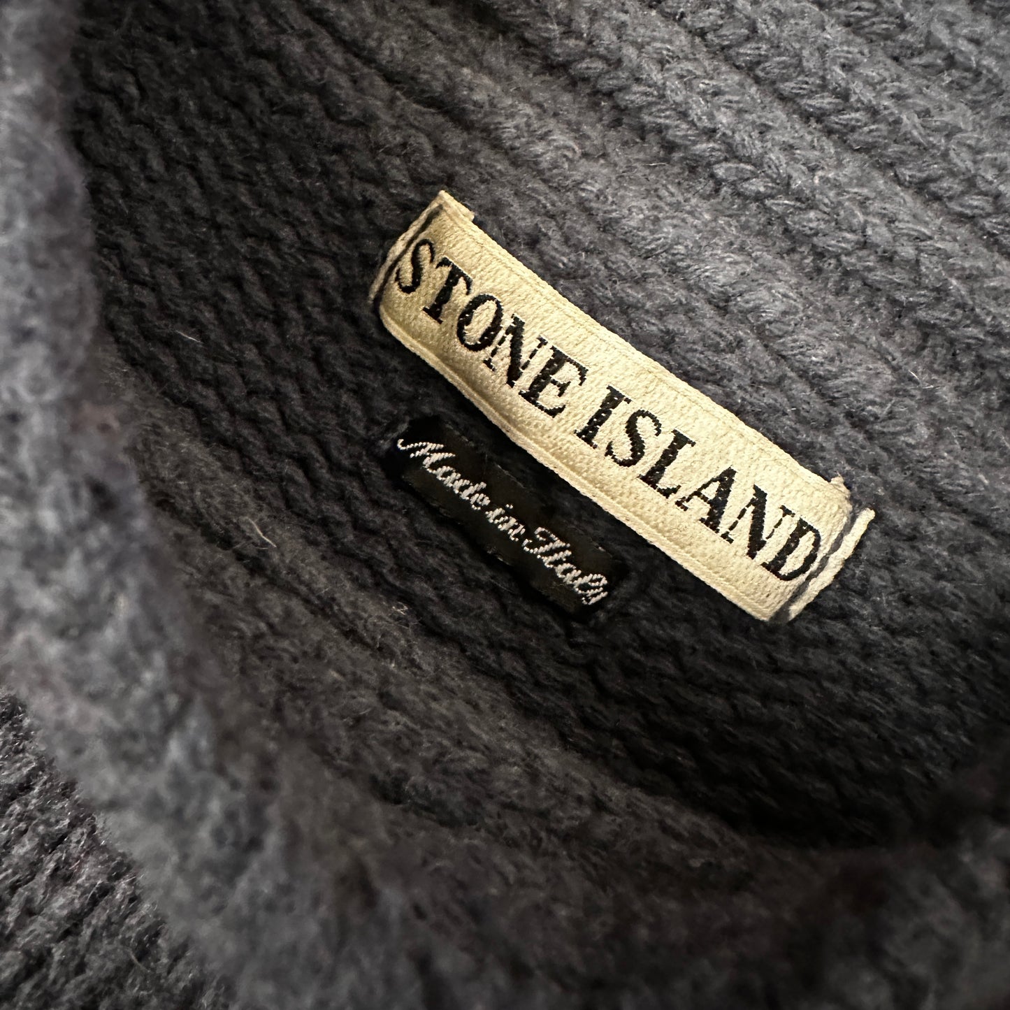 Stone Island Vintage 1998 Charcoal Turtleneck Wool Knit Sweater - L - Made in Italy