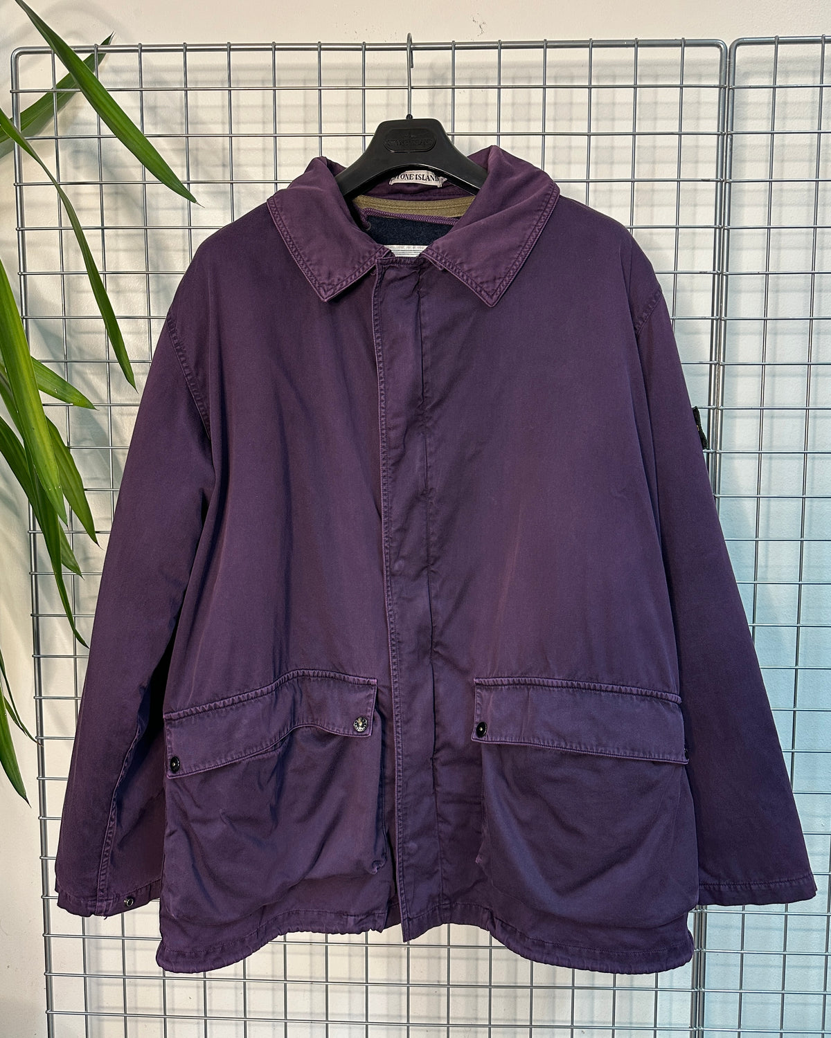 Stone Island 1992 Vintage Raso Gommato Jacket with Wool Liner - XL - Made in Italy