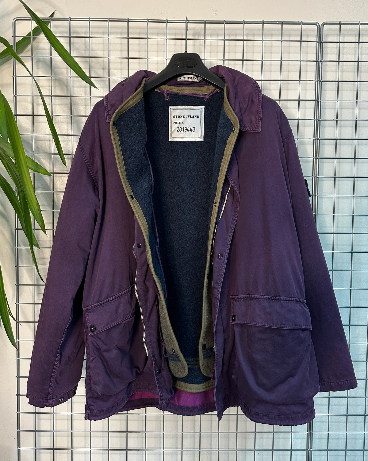 Stone Island 1992 Vintage Raso Gommato Jacket with Wool Liner - XL - Made in Italy