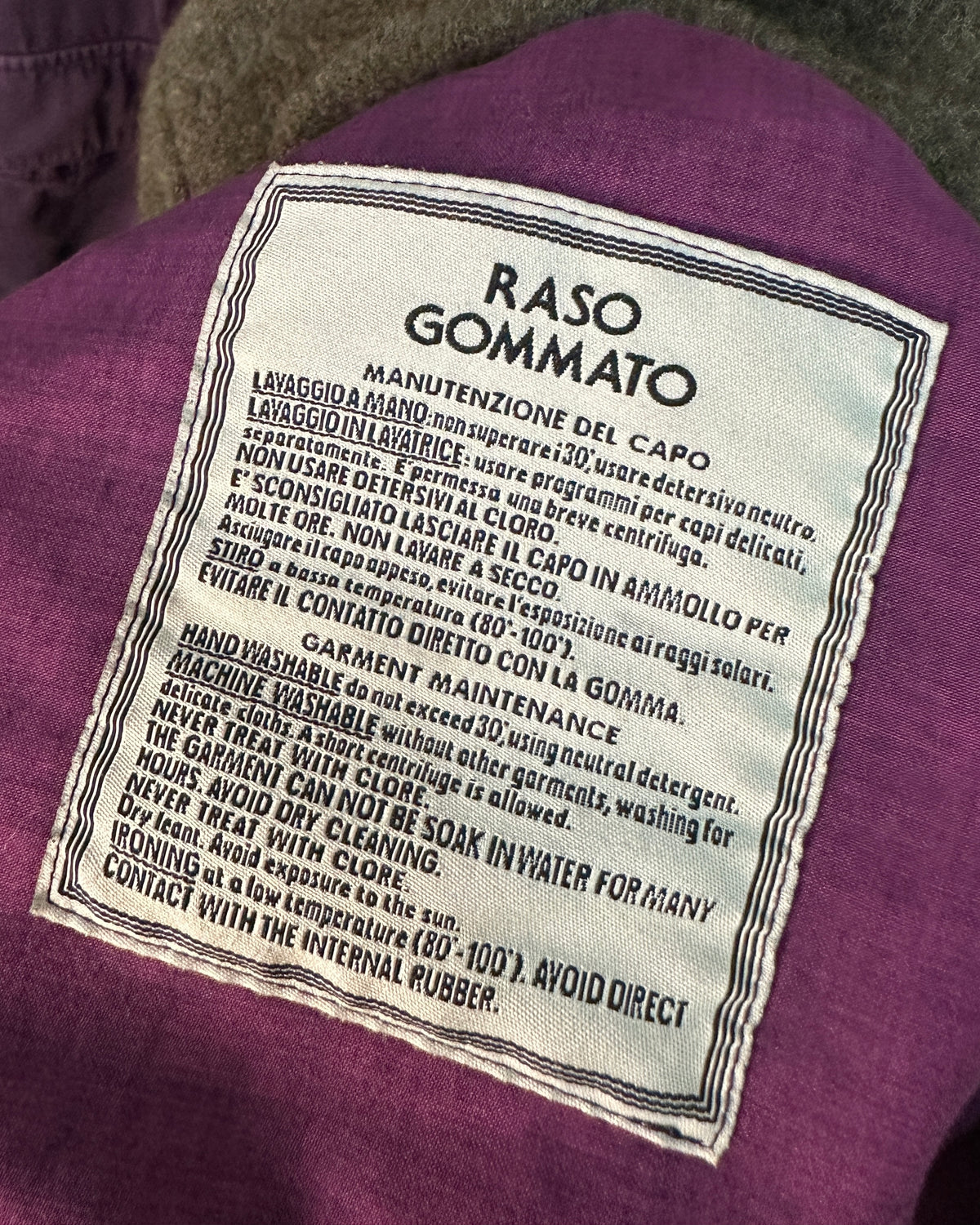 Stone Island 1992 Vintage Raso Gommato Jacket with Wool Liner - XL - Made in Italy