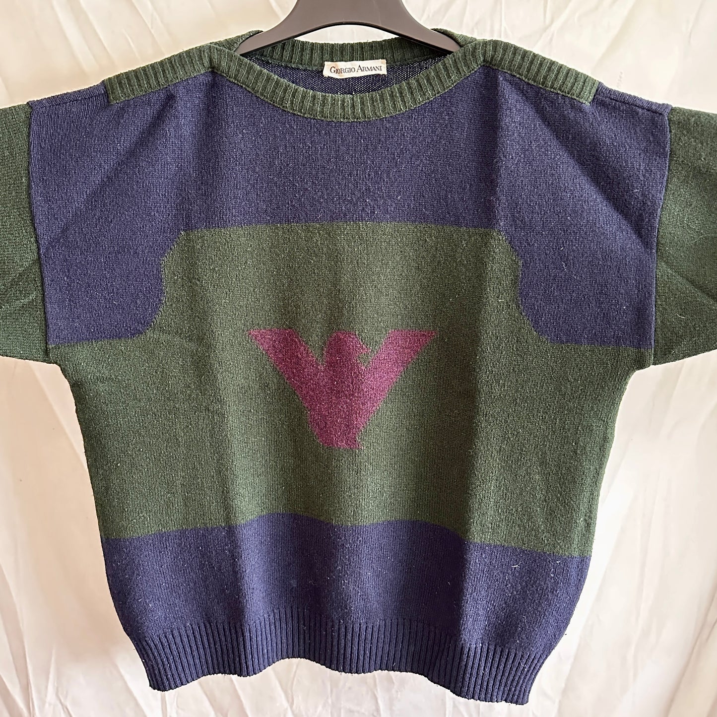 Giorgio Armani Vintage 80s Eagle Logo Sweater - L - Made in Italy