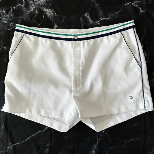 80s Vintage Tennis Sport Shorts - White -56 / L