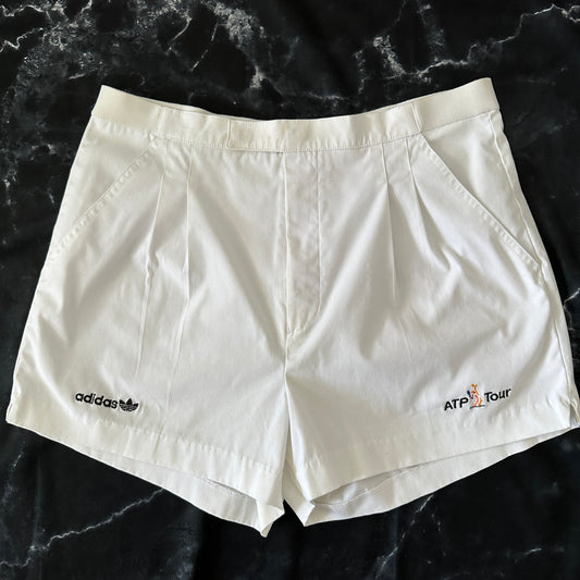 Adidas Vintage 80s ATP Tour Tennis Shorts - White - 50 / M