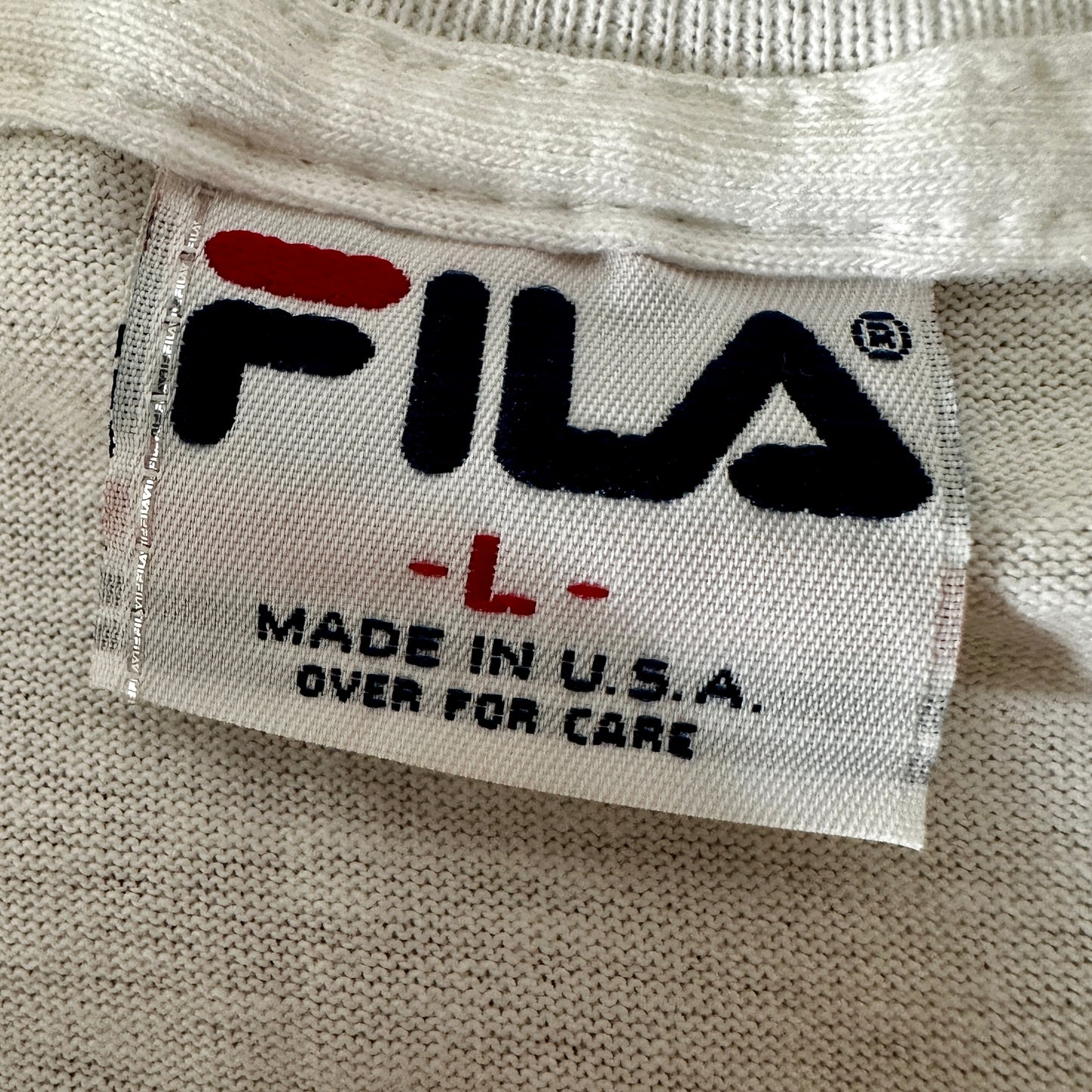 Fila Vintage 1994 White Front Logo T-Shirt  - L - Made in USA