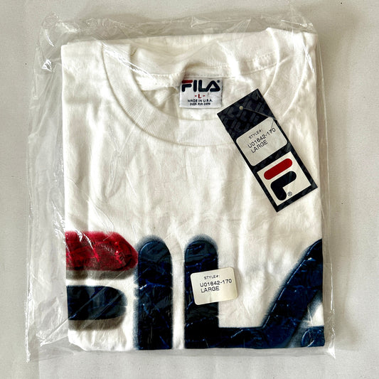 Fila Vintage 1994 White Front Logo T-Shirt Sealed Bag BNWT - L - Made in USA