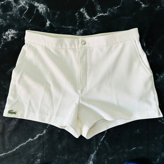 Lacoste Vintage 80s Tennis Shorts - White - 50 / M - Made in France