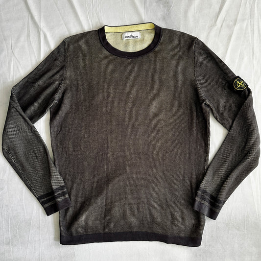 Stone Island Iridescent Two Tone Waffle Knit Crewneck Sweatshirt - M - Made in Italy