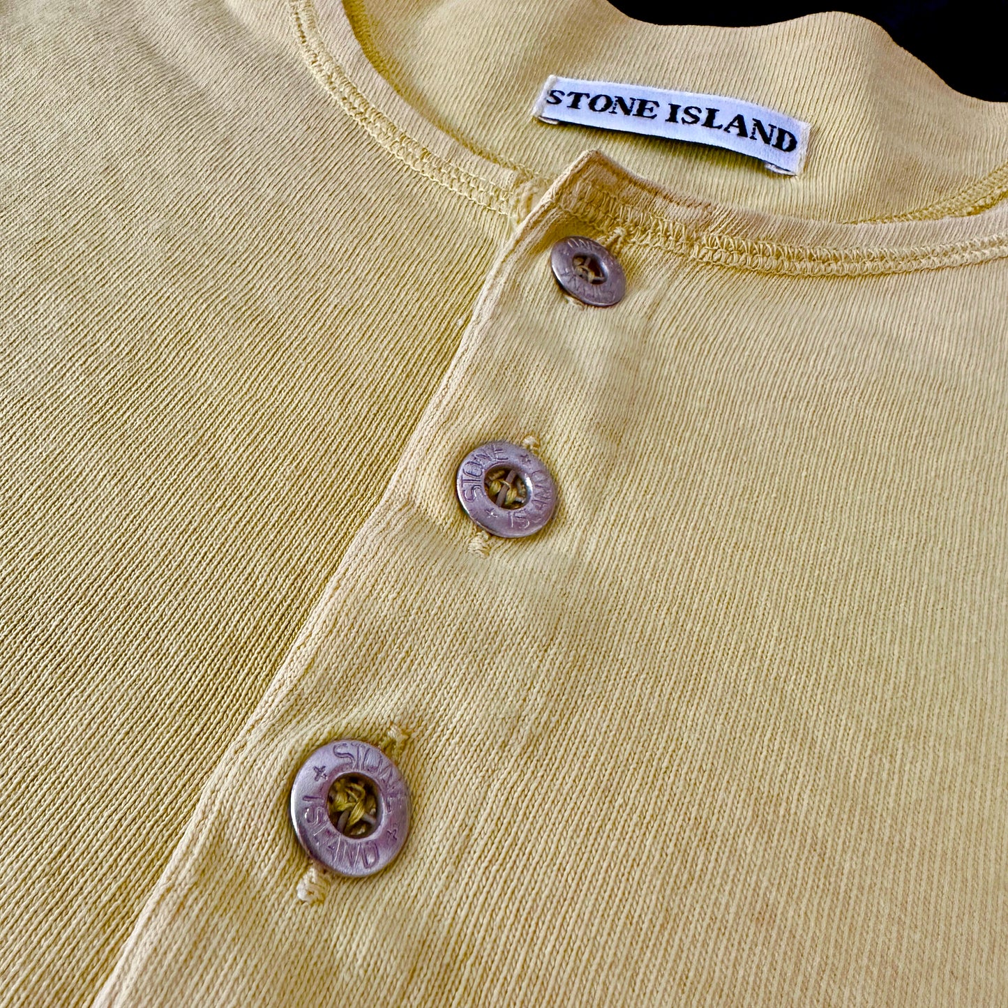 Stone Island Vintage 80s Metal Button Henley T-Shirt - M - Made in Italy